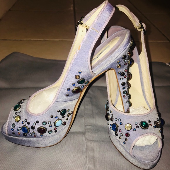 Brian Atwood Heels with Multicoloured Jewels - Picture 1 of 8